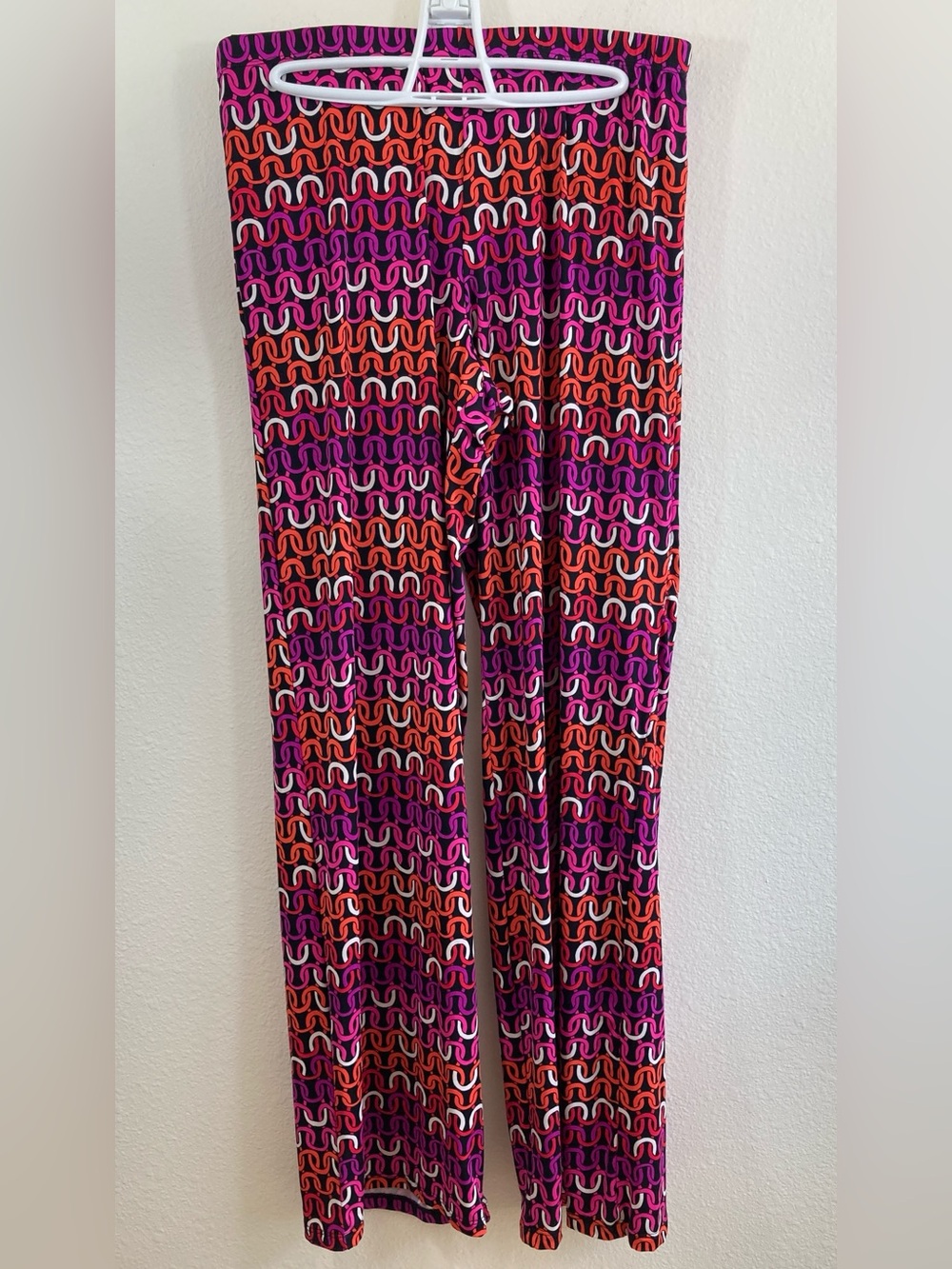 Trina Turk Echo Chain Print Swim & Spa Pants Wide Leg Fold Over Waist Size L - Picture 2 of 10